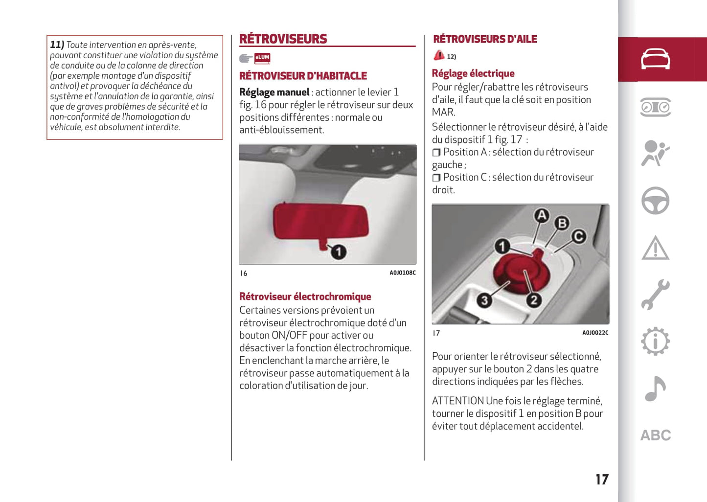 2013-2017 Alfa Romeo MiTo Bedienungsanleitung | Französisch