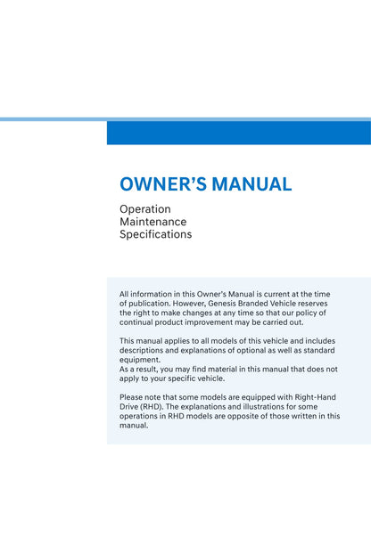 2021 Genesis G70 Owner's Manual | English