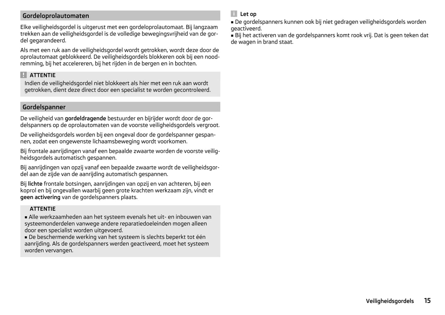2015-2016 Skoda Yeti Owner's Manual | Dutch