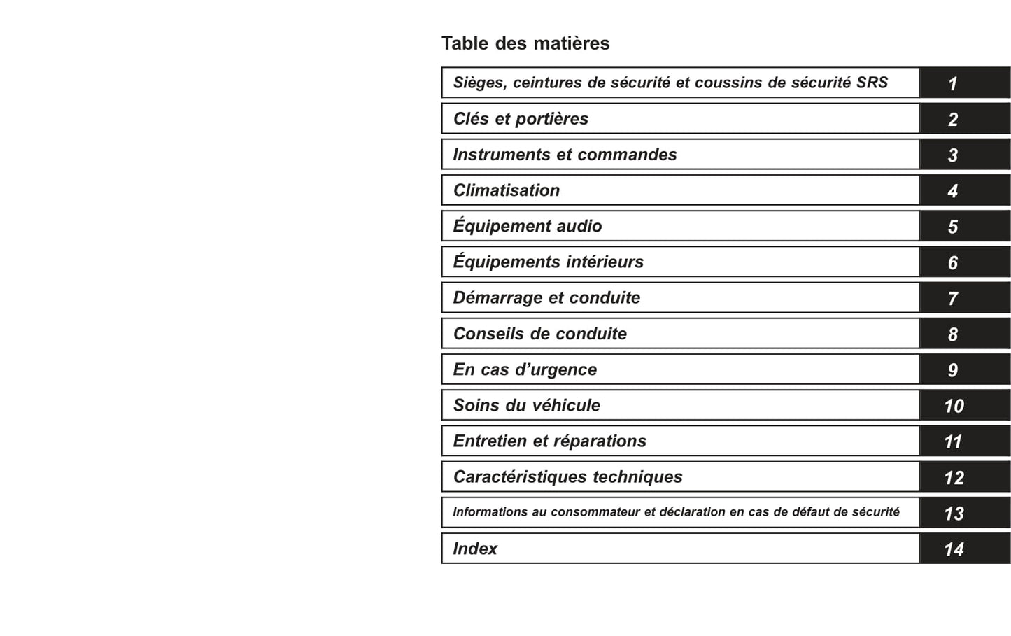 2014 Subaru Tribeca Owner's Manual | French