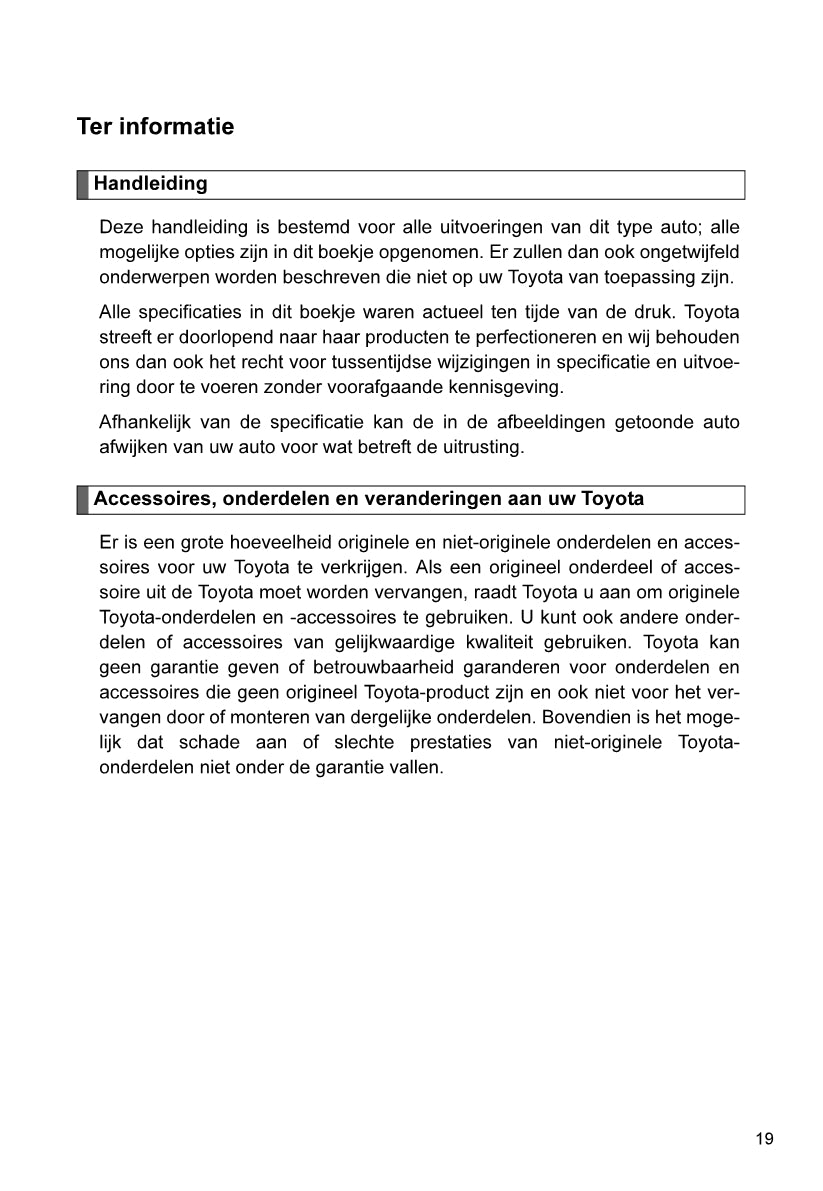 2013-2014 Toyota Aygo Owner's Manual | Dutch