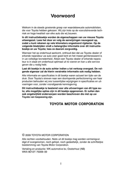 2009-2010 Toyota Dyna Owner's Manual | Dutch