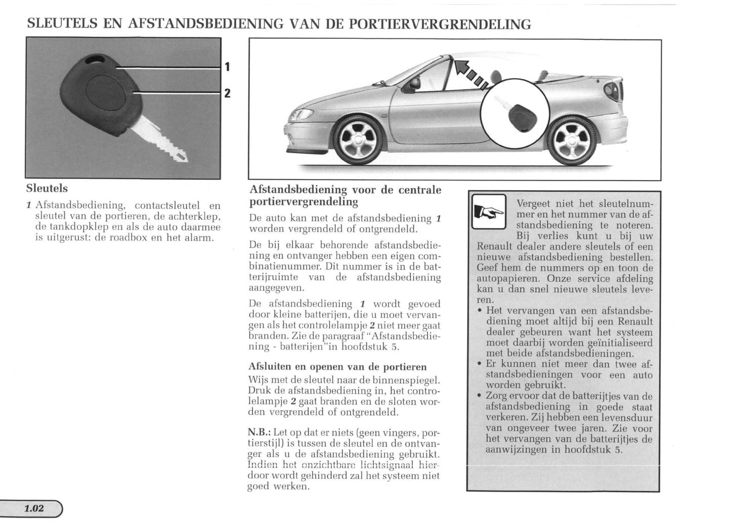 1997-1998 Renault Mégane Cabrio Bedienungsanleitung | Niederländisch