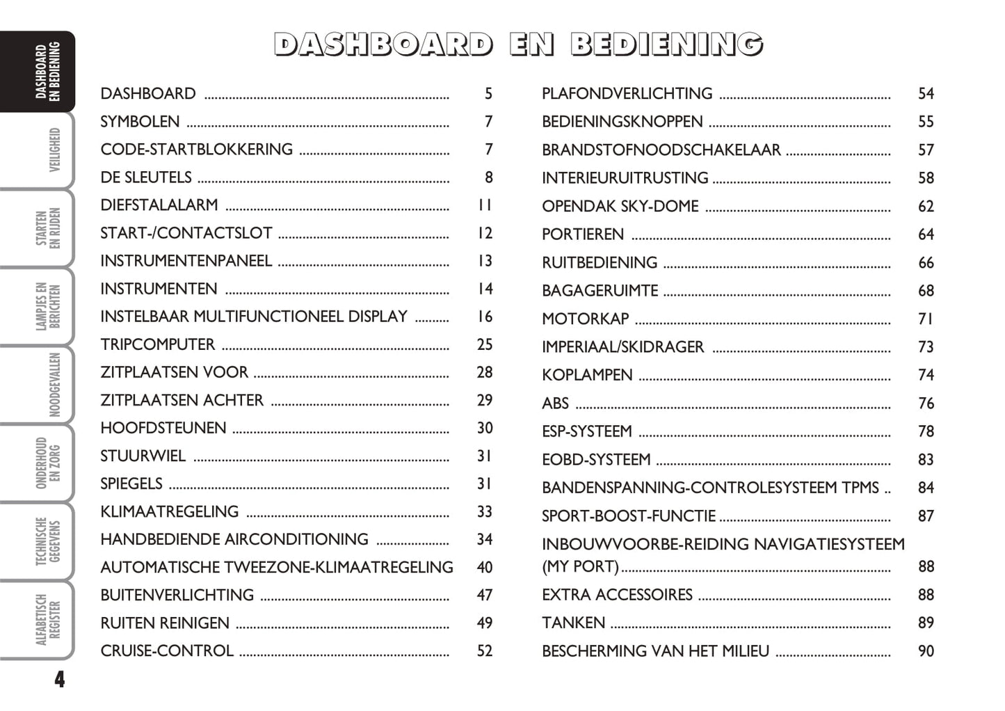 2007-2010 Abarth Grande Punto Owner's Manual | Dutch