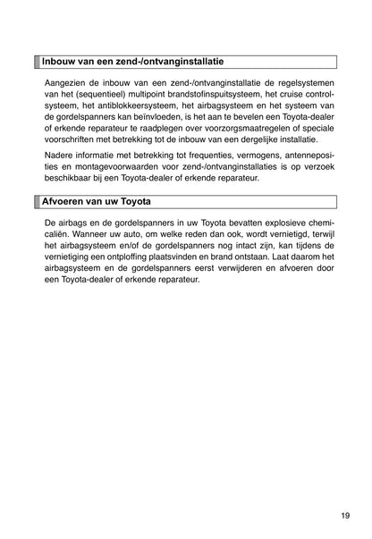 2012-2013 Toyota Auris Owner's Manual | Dutch