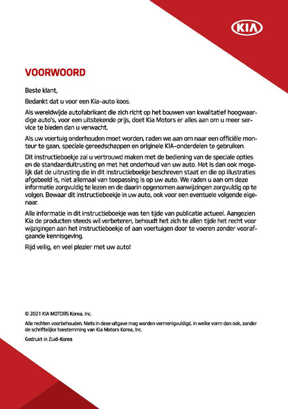 2020-2021 Kia Sorento Owner's Manual | Dutch