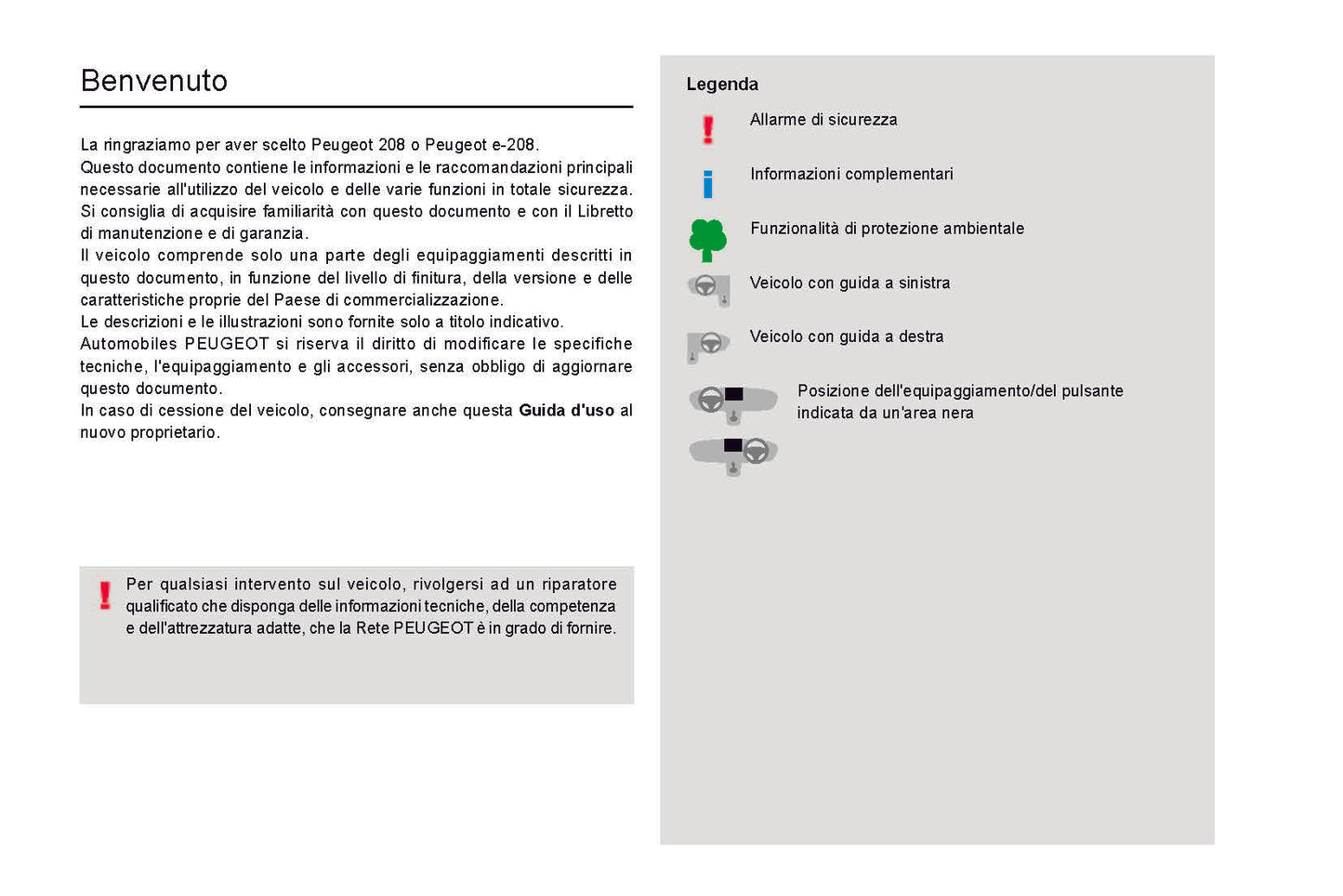 2021-2023 Peugeot 208/e-208 Bedienungsanleitung | Italienisch