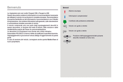 2019-2020 Peugeot 208/e-208 Owner's Manual | Italian
