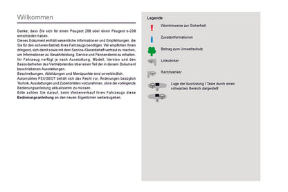 2019-2020 Peugeot 208/e-208 Owner's Manual | German