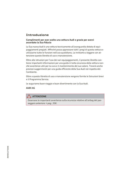 2015-2019 Audi A4/A4 Limousine/A4 Avant Owner's Manual | Italian