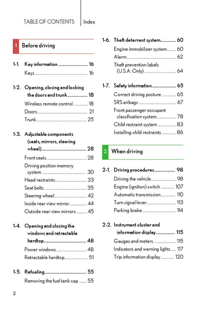 2008 Lexus SC 430 Owner's Manual | English