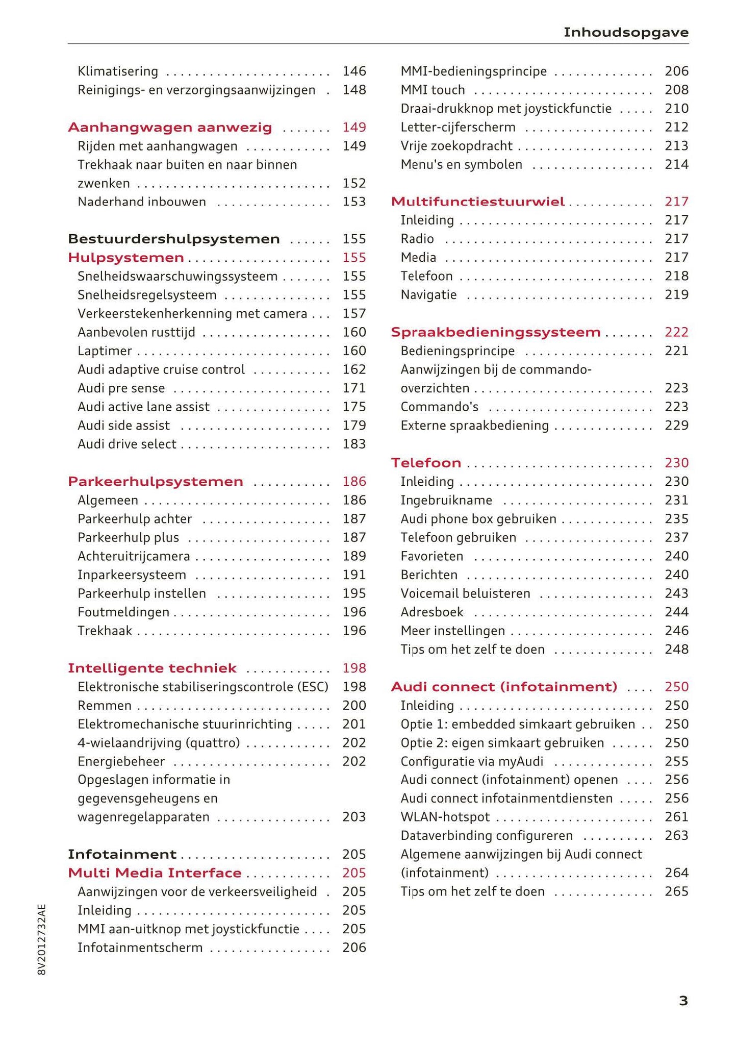 2016-2018 Audi A3/S3/RS 3 Bedienungsanleitung | Niederländisch