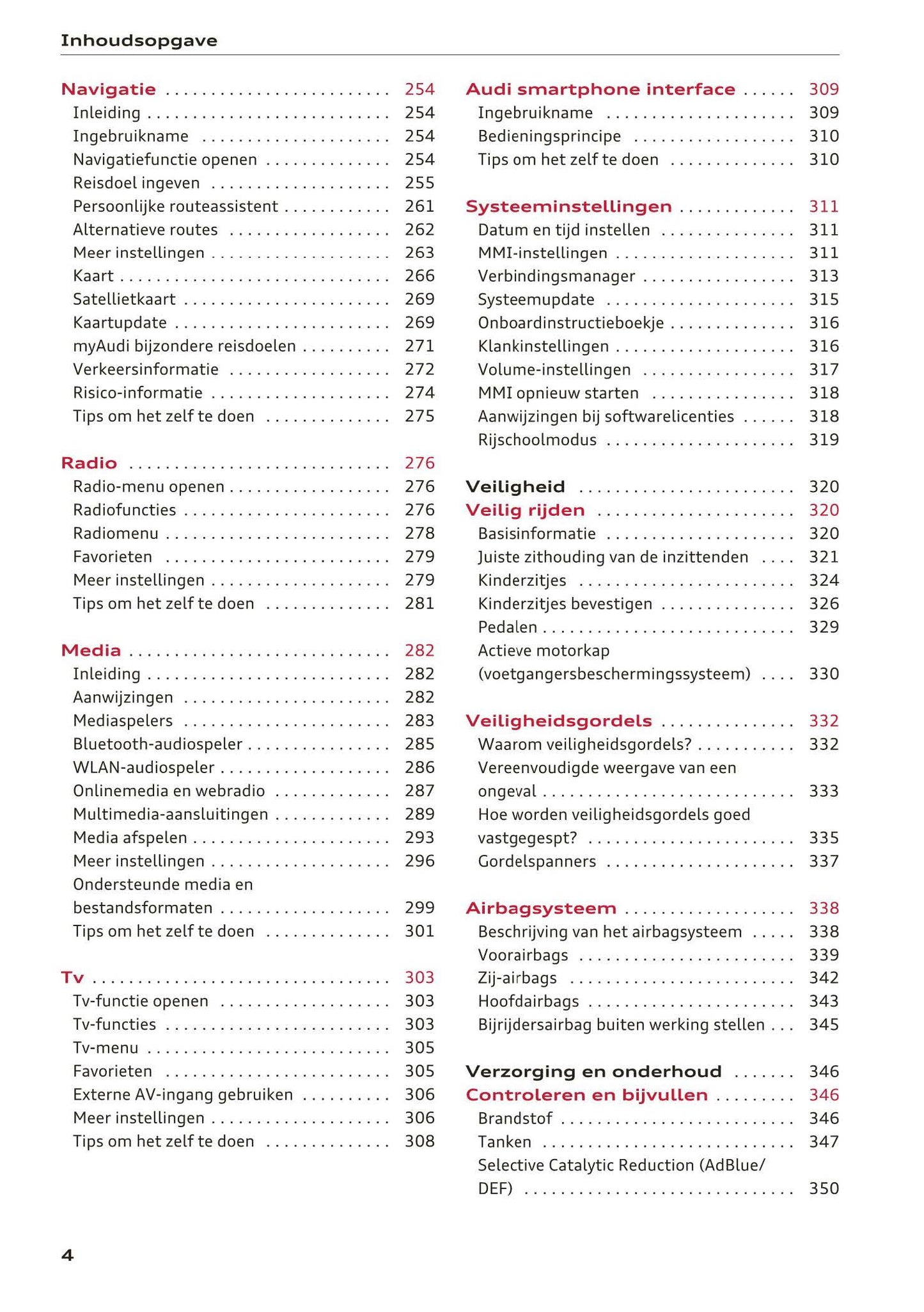 2018-2019 Audi A4/RS 4/S4 Owner's Manual | Dutch