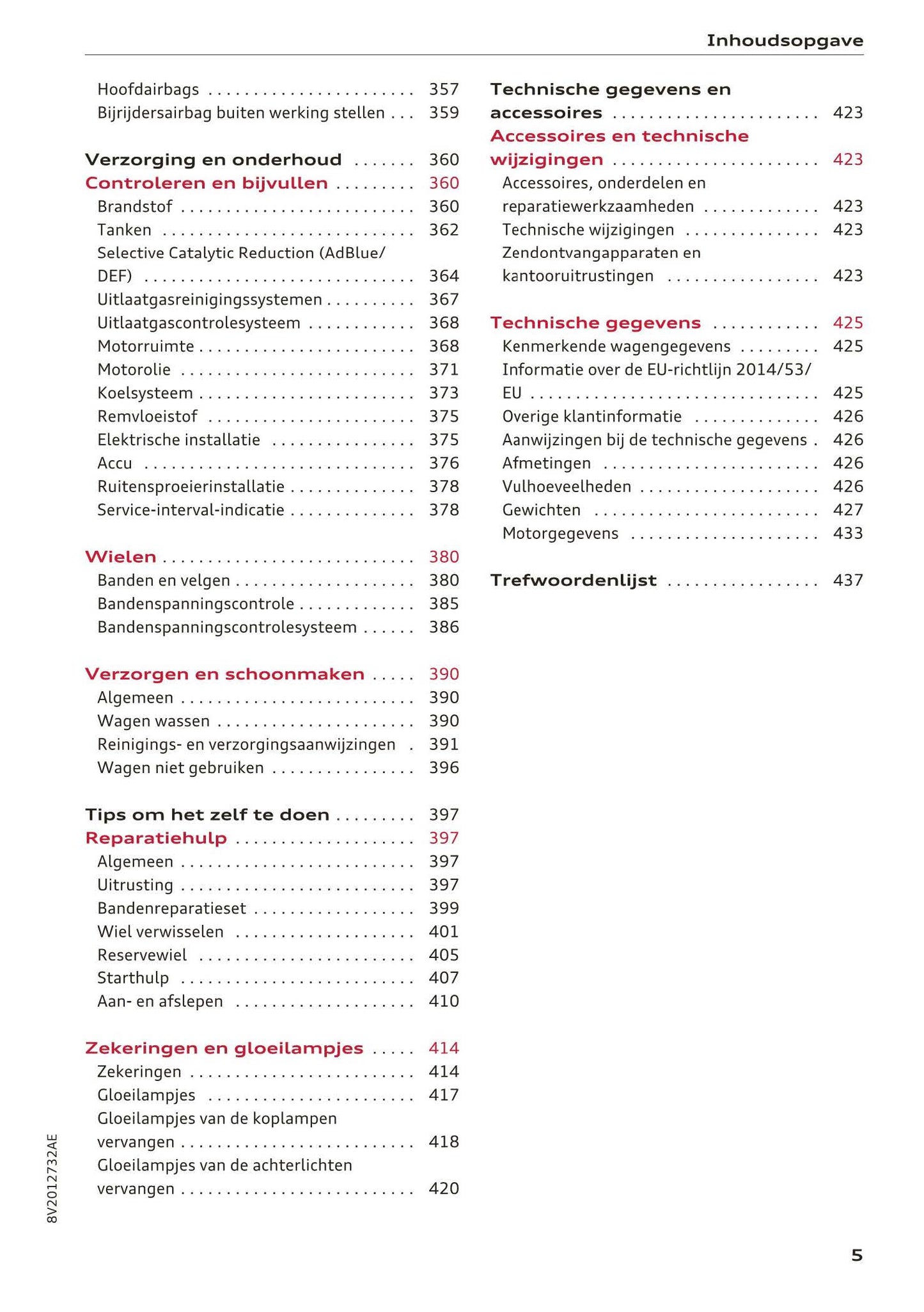 2016-2018 Audi A3/S3/RS 3 Bedienungsanleitung | Niederländisch