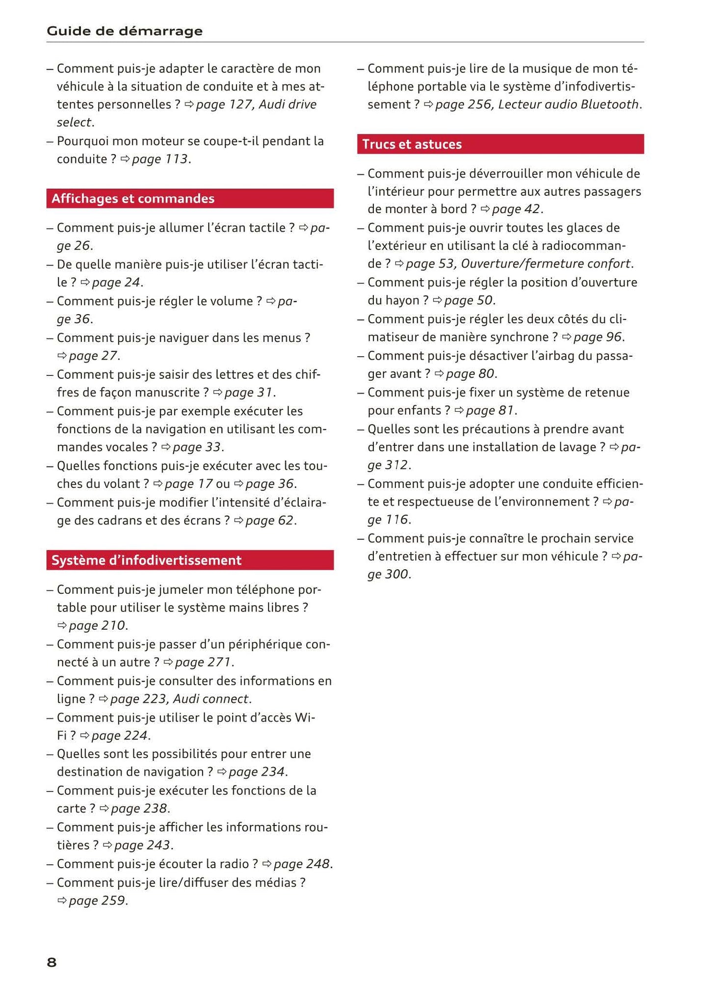 2018-2023 Audi Q3/Q3 Sportback/RS Q3/RS Q3 Sportback Owner's Manual | French