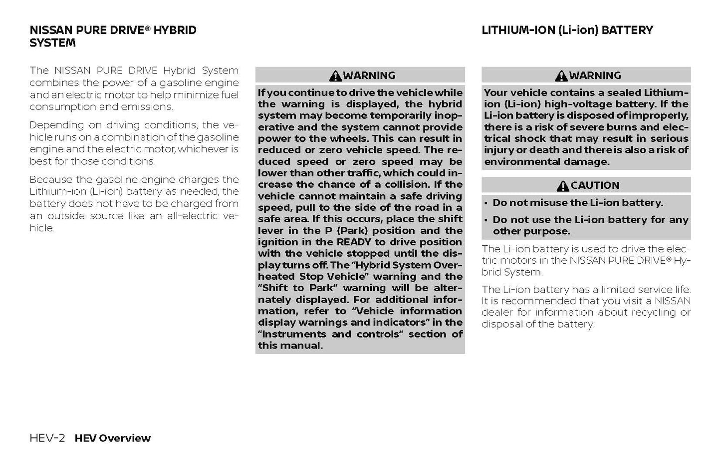 2018 Nissan Rogue Hybrid Owner's Manual | English