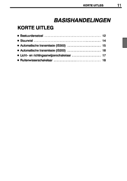 2004-2005 Lexus IS200/IS300 Owner's Manual | Dutch