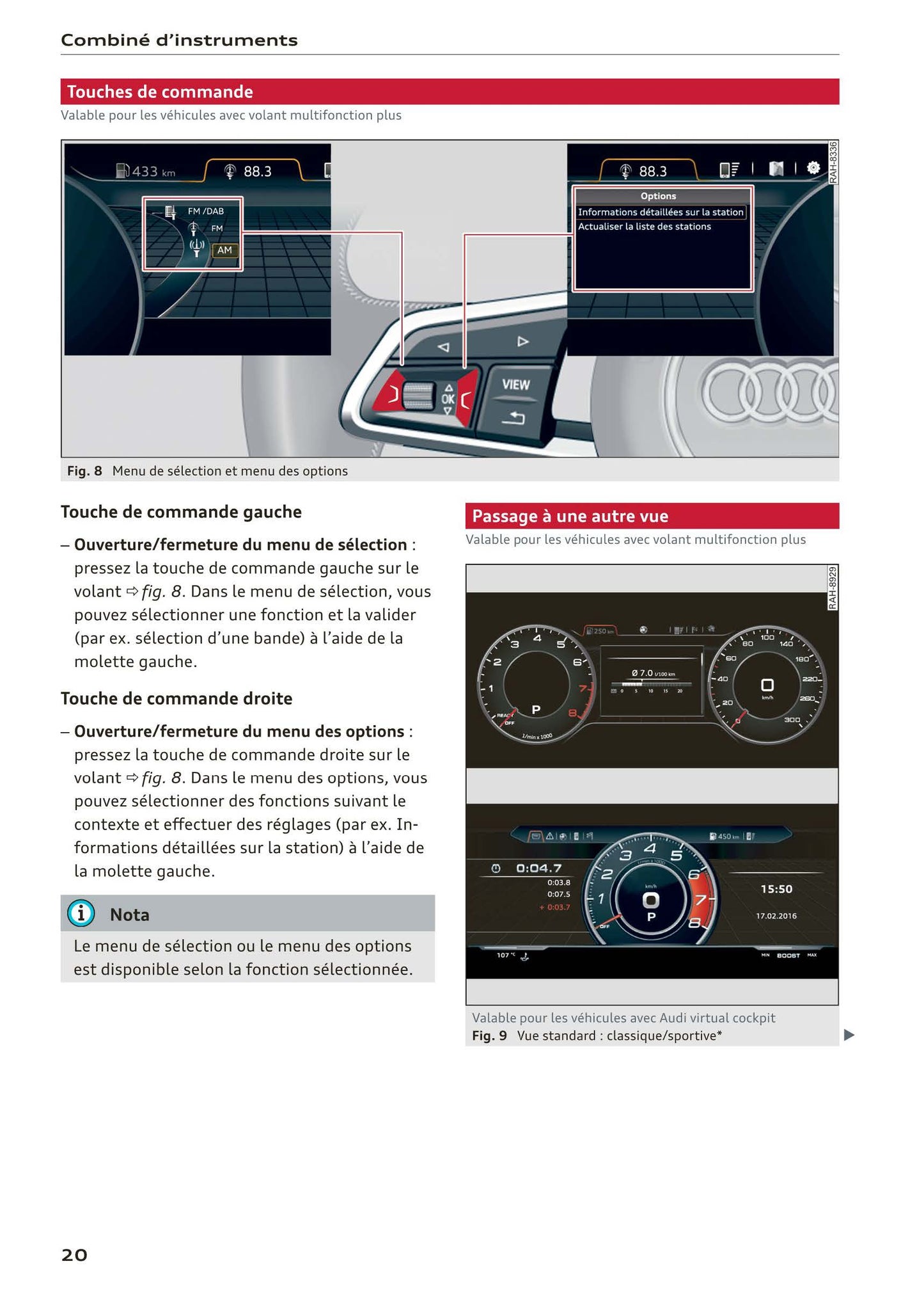2017-2020 Audi A5 Bedienungsanleitung | Französisch