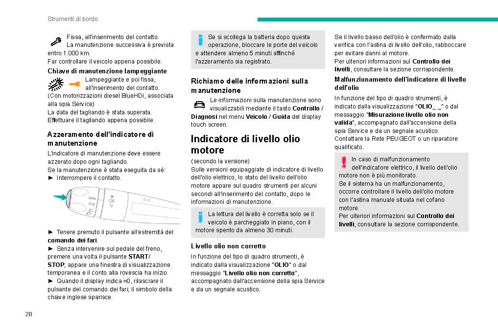 2019-2020 Peugeot 208/e-208 Owner's Manual | Italian