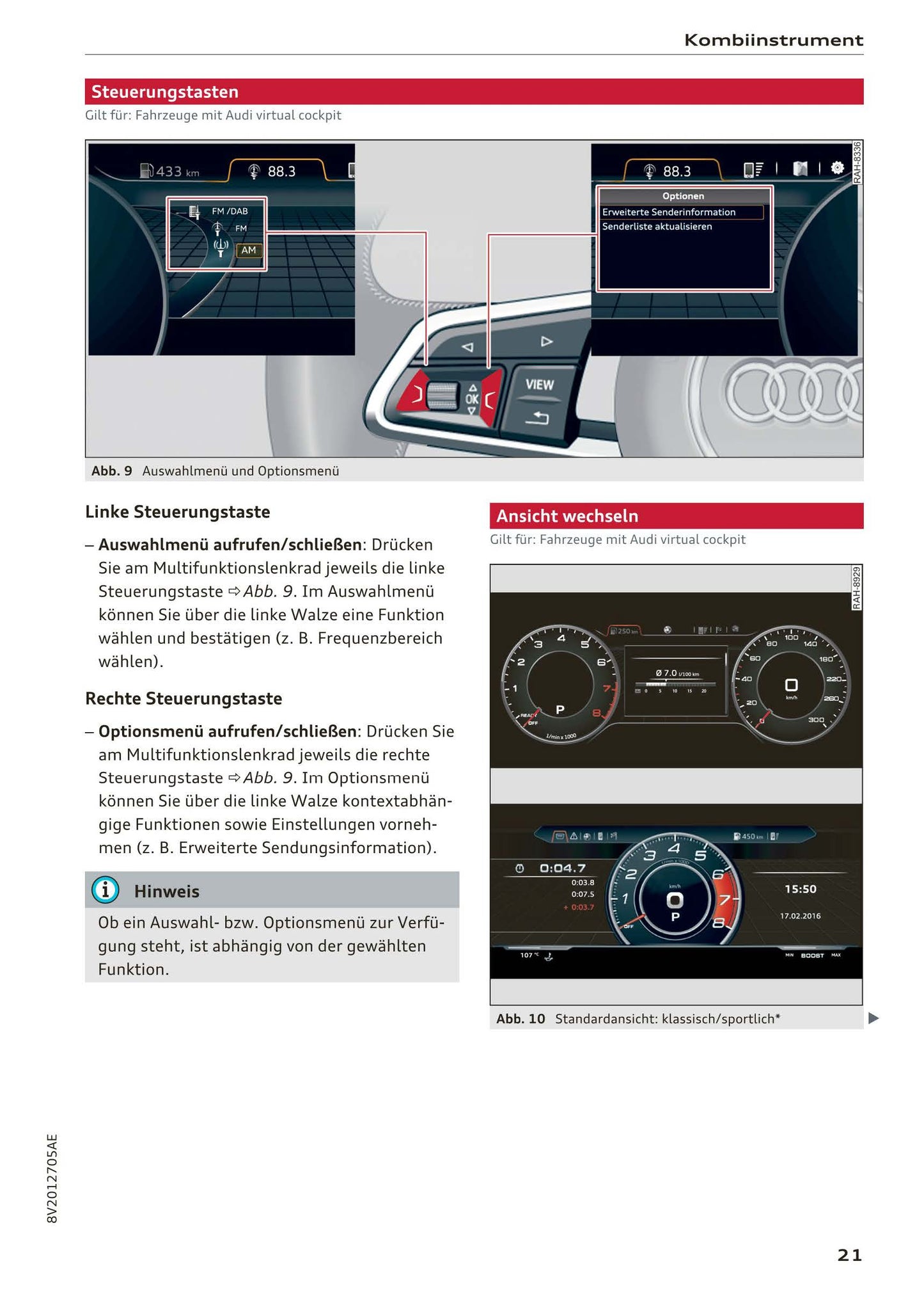 2017-2018 Audi A3/A3 Cabriolet/A3 Limousine/A3 Sportback/A3 Sportback e-tron/A3 Sportback g-tron/RS 3 Limousine/RS 3 Sportback/S3/S3 Cabriolet/S3 Limousine/S3 Sportback Owner's Manual | German