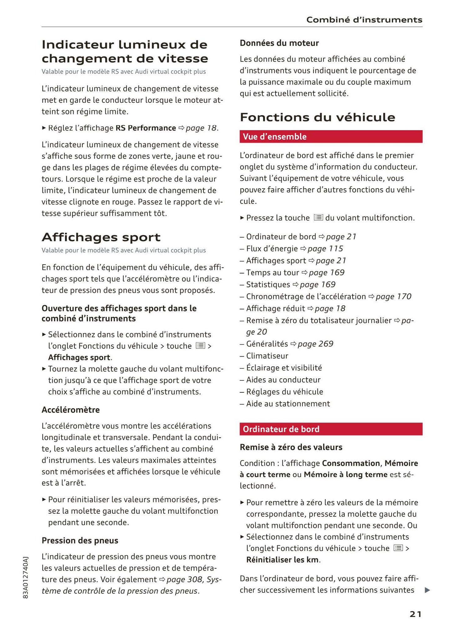 2018-2023 Audi Q3/Q3 Sportback/RS Q3/RS Q3 Sportback Owner's Manual | French