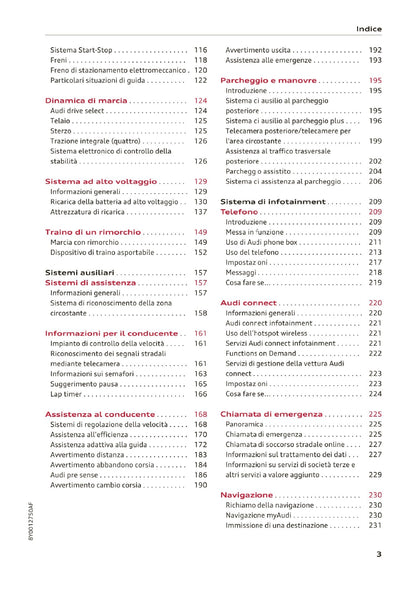 2020-2023 Audi A3/A3 Limousine/A3 Sportback/A3 Sportback g-tron/S3 Limousine/S3 Sportback Owner's Manual | Italian