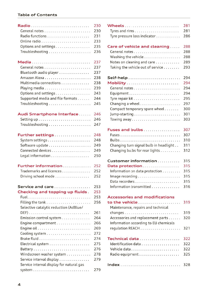 2020-2023 Audi A3 Limousine/A3 Sportback/A3 Sportback g-tron/S3 Limousine/S3 Sportback Owner's Manual | English