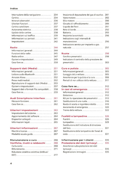 2020-2023 Audi A3/A3 Limousine/A3 Sportback/A3 Sportback g-tron/S3 Limousine/S3 Sportback Owner's Manual | Italian