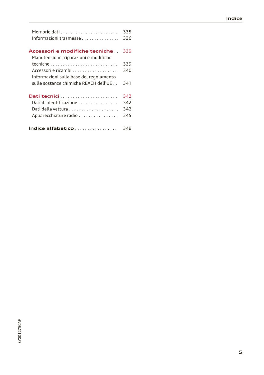 2020-2023 Audi A3/A3 Limousine/A3 Sportback/A3 Sportback g-tron/S3 Limousine/S3 Sportback Owner's Manual | Italian