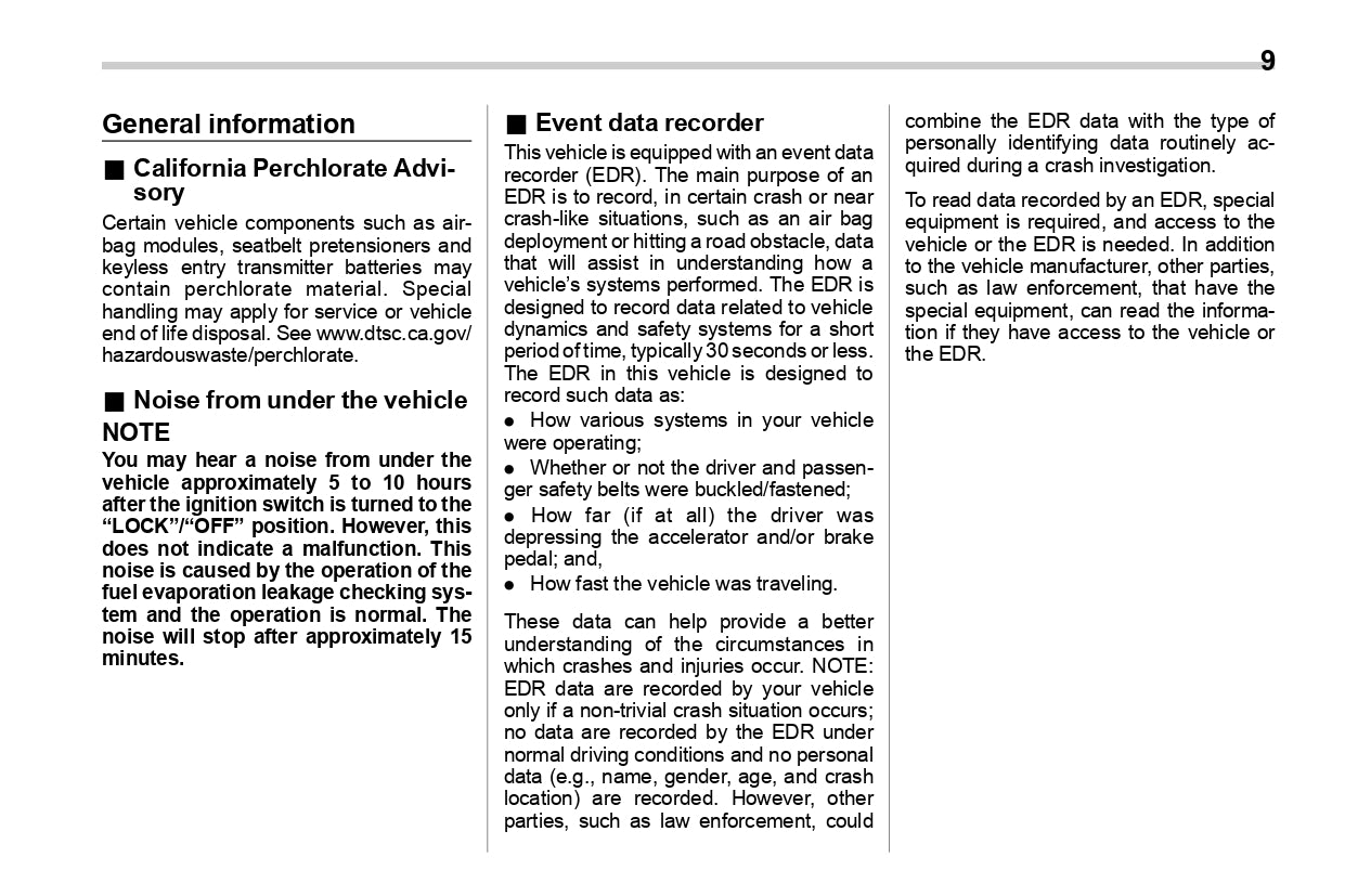 2019 Subaru Impreza Owner's Manual | English